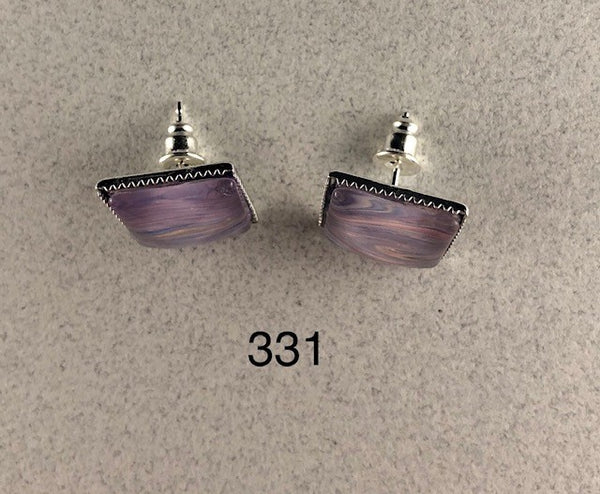 Original Acrylic and Glass Stud Earrings - Handcrafted and One-of-a-Kind (#331)