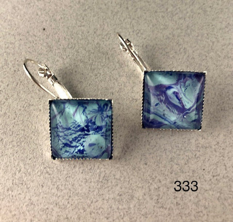 Original Acrylic and Glass Earrings - Handcrafted and One-of-a-Kind (#333)