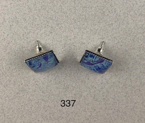 Original Acrylic and Glass Stud Earrings - Handcrafted and One-of-a-Kind (#337)