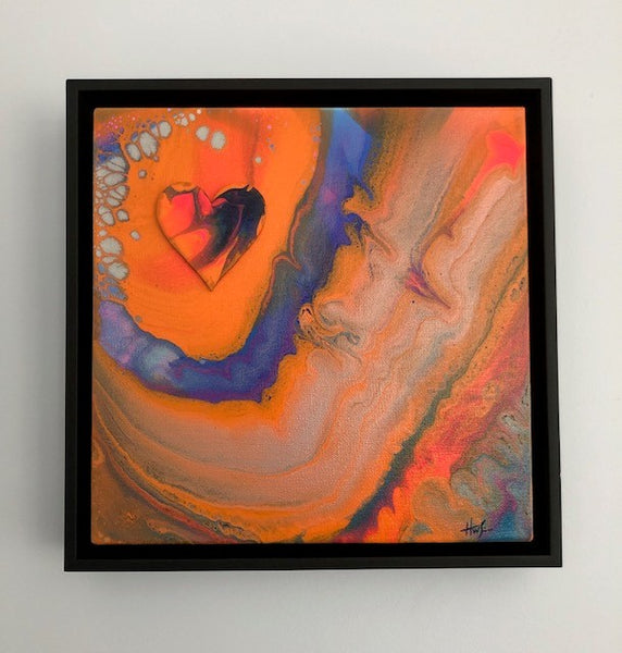 Original Artwork - "Solar Love" 12in x 12in x 1.5in Framed Mixed Media on Canvas