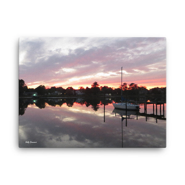 Cloudy Virginia Sunset - Original Photo on Canvas by Holly Simmons